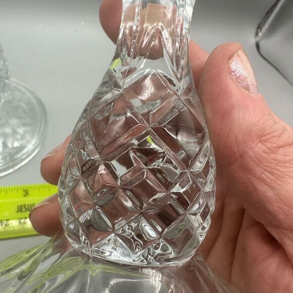 Crystal Pineapple clear glass candleholder set - Picture 7 of 8